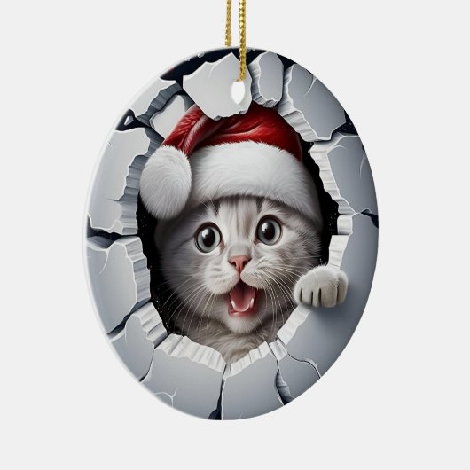3D Christmas Kitten Keramik Ornament (Rechts)