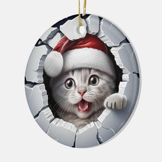 3D Christmas Kitten Keramik Ornament (Links)