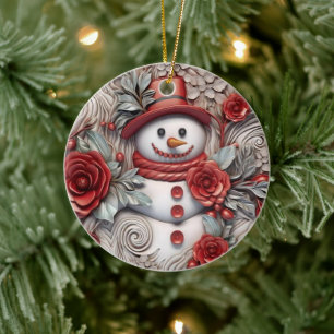3D Christmas Snowman Keramik Ornament
