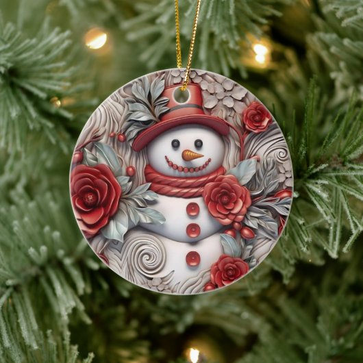 3D Christmas Snowman Keramik Ornament (Baum)