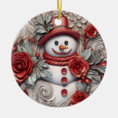 3D Christmas Snowman Keramik Ornament (Vorne)