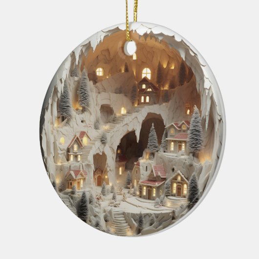 3D Christmas Village Snowy Keramik Ornament (Links)
