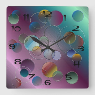 3D Circles Wall Clock Quadratische Wanduhr