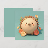 3D Clay Porcupine in Orange Floral Garden Postcard (Vorne/Hinten)