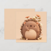 3D Clay Porcupine in Pink Floral Meadow Postcard (Vorne/Hinten)