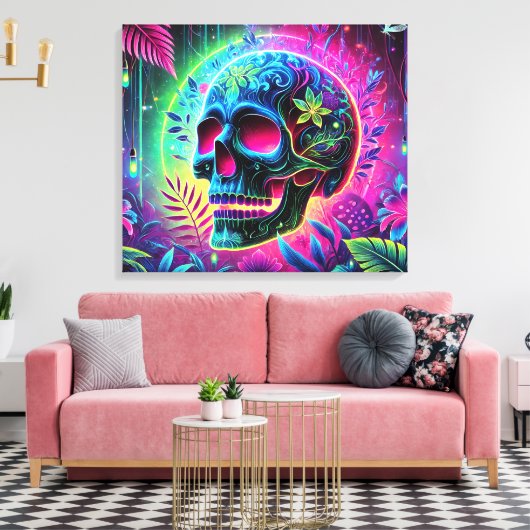 3D Colorful Skull Leinwanddruck (Insitu (Wohnzimmer))