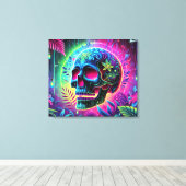 3D Colorful Skull Leinwanddruck (Insitu (Holzboden))