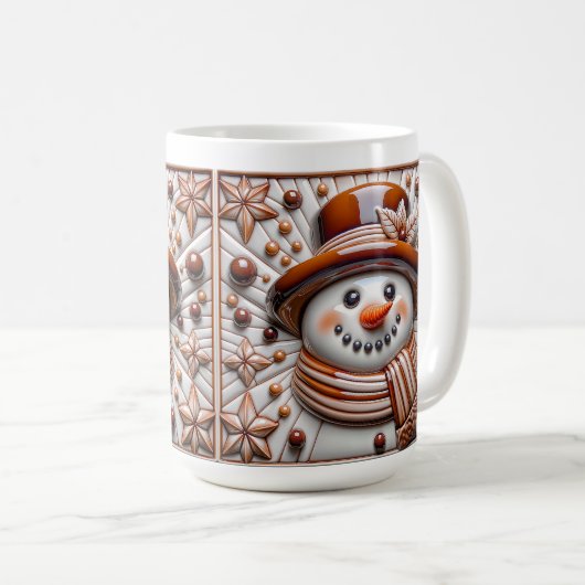 3D Copper Christmas Snowman Kaffeetasse (VorderseiteRechts)