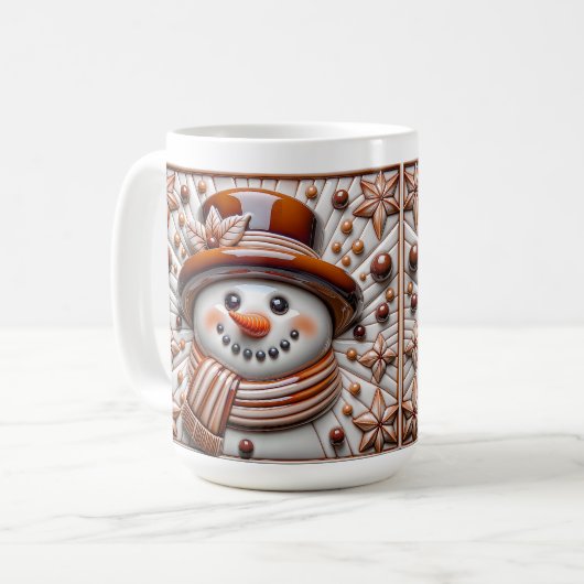 3D Copper Christmas Snowman Kaffeetasse (Vorderseite Links)