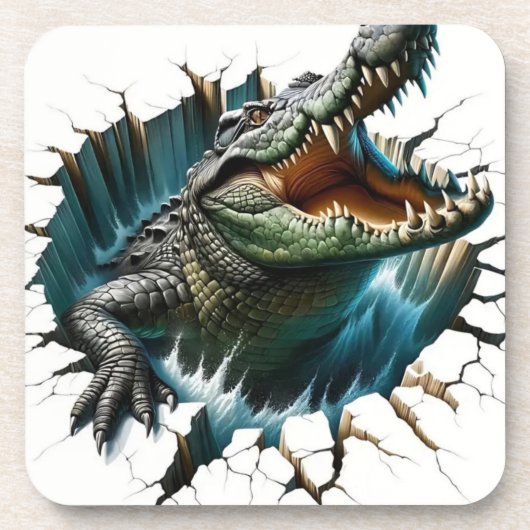 3D-Crocodile-Design - Realistisches Reptil Getränkeuntersetzer (Vorderseite)