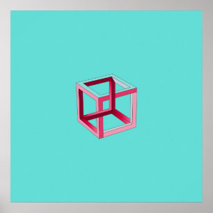 3D Cube Moderne Kunst - Aquamarin Poster