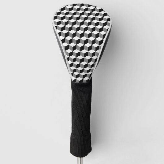 3D Cubes Geometric BWG Rpt Pattern Golf Headcover (Vorderseite)