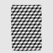 3D Cubes Geometric BWG Rpt Pattern Golfhandtuch (Vorderseite)