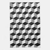 3D-Cubes-Muster in Grau, Schwarz und Weiß Handtuch (Vertikal)
