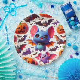 3D cute bats halloween Pappteller