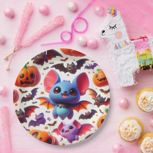 3D cute bats halloween Pappteller (Party)