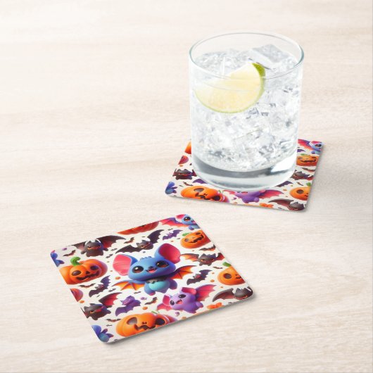 3D cute bats halloween Rechteckiger Pappuntersetzer (Vor Ort)