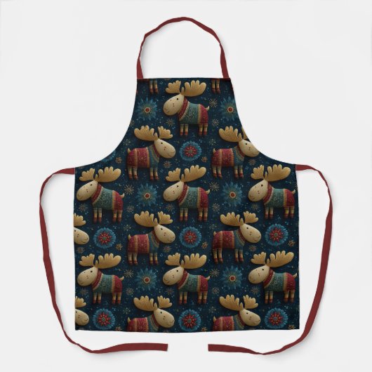 3D Cute Christmas Moose In Sweater Schürze (Vorderseite)