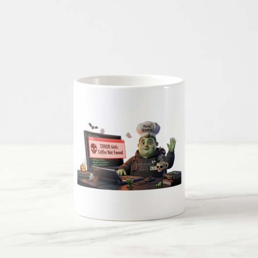 3D Cute Zombie Programmer Chef - Error 666 Coffee Verwandlungstasse (Mittel)