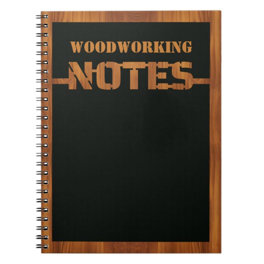 3D Cutout Woodwork auf schwarz Notizblock (Vorderseite)