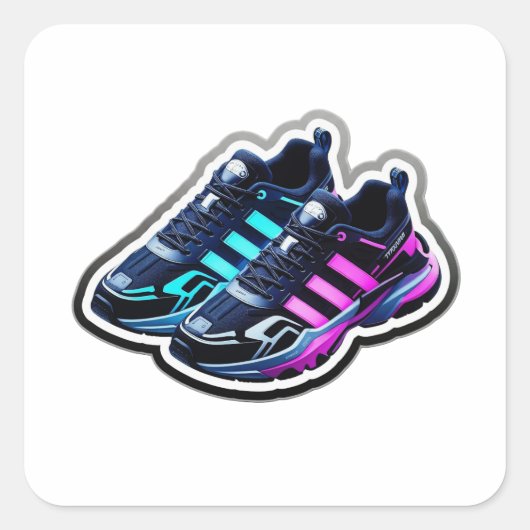 3D Cyberpunk Neon Running Shoes Aesthetic Sticker (Vorderseite)