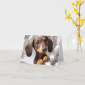 3D-Dackel animierte Weihnachtskarte Karte (Gelbe Blume)