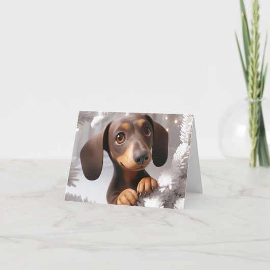 3D-Dackel animierte Weihnachtskarte Karte (Vorderseite)