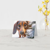 3D-Dackel animierte Weihnachtskarte Karte (Gelbe Blume)
