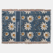 3D Daisy Embroidery Denim Custom Blanket Decke (Vorderseite)