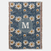 3D Daisy Embroidery Denim Custom Blanket  Decke (Vorderseite Vertikal)