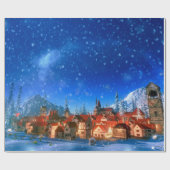3D-Darstellung des kleinen alpinen Dorfes im Morge Geschenkpapier (Flach)