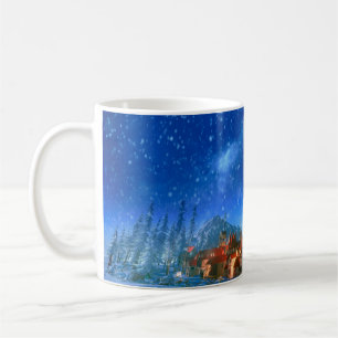 3D-Darstellung des kleinen alpinen Dorfes im Morge Kaffeetasse
