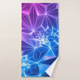 3D-Darstellung, rosa blauer neongeometrischer Hint Badehandtuch