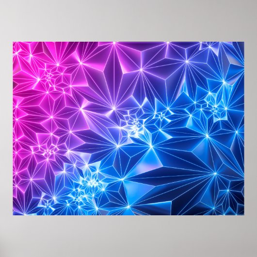 3D-Darstellung, rosa blauer neongeometrischer Hint Poster (Vorne)
