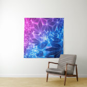 3D-Darstellung, rosa blauer neongeometrischer Hint Wandteppich (Beispiel)