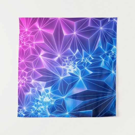 3D-Darstellung, rosa blauer neongeometrischer Hint Wandteppich (Vorderseite)