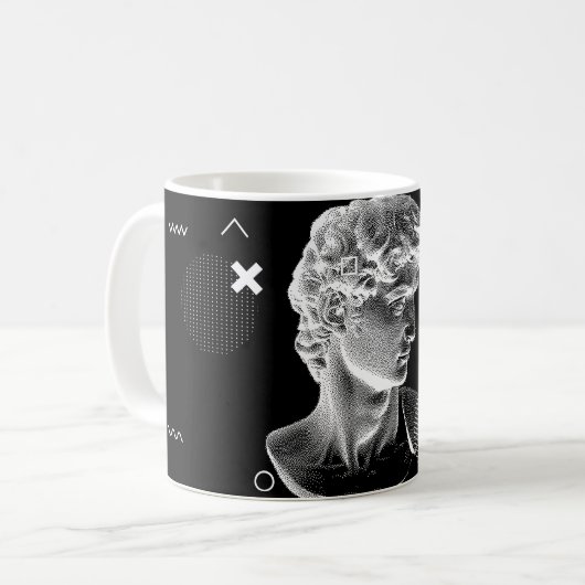 3D-Darstellung von Michelangelos David Kopf in Pix Kaffeetasse (Vorderseite Links)