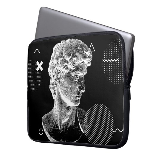 3D-Darstellung von Michelangelos David Kopf in Pix Laptopschutzhülle (Vorderseite Links)