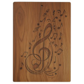 3D Debossed Clef Musical Notes on Wood Klemmbrett (Rückseite)