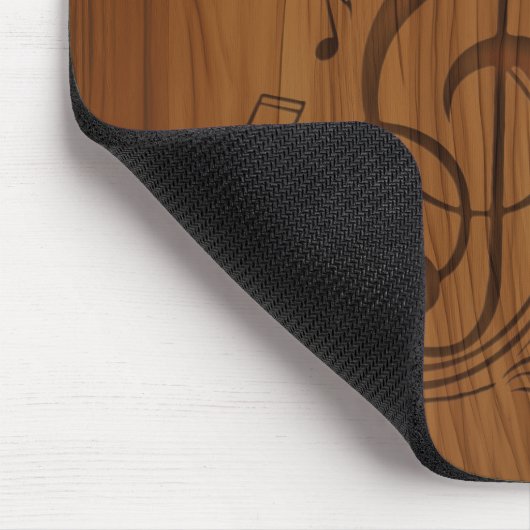 3D Debossed Clef Musical Notes on Wood Mousepad (Ecke)