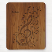 3D Debossed Clef Musical Notes on Wood Mousepad (Vorne)