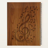 3D Debossed Clef Musical Notes on Wood Planer (Rückseite)