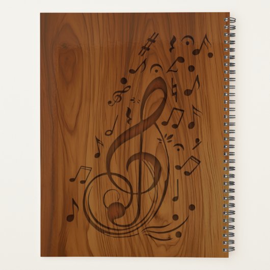 3D Debossed Clef Musical Notes on Wood Planer (Rückseite)