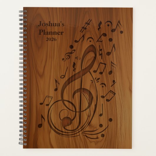 3D Debossed Clef Musical Notes on Wood Planer (Vorderseite)