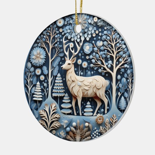 3D Deer Chirstmas Animal Keramik Ornament (Links)
