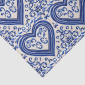 3D Delft Tile Look Romantische Herzen - Blau auf C Seidenpapier (Ausschnitt)