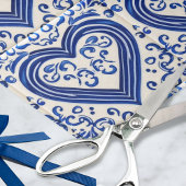 3D Delft Tile Look Romantische Herzen - Blau auf C Seidenpapier