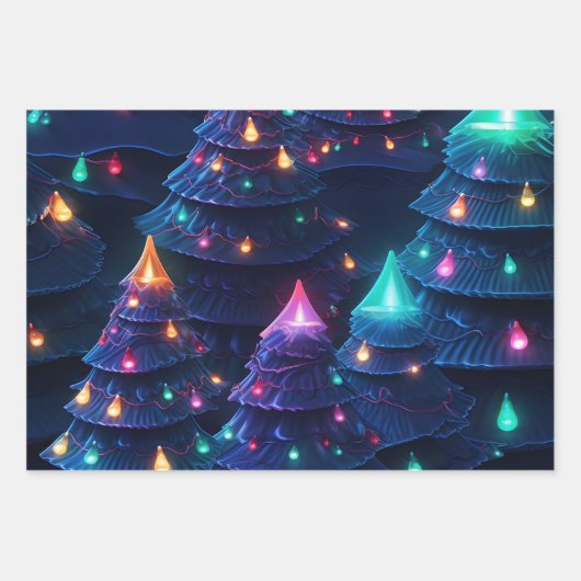 3D Delight Christmas Tree & Lights Geschenkpapier Set (Vorderseite 2)