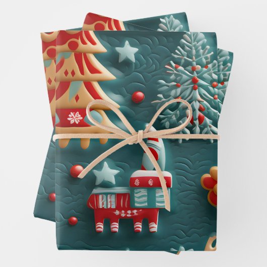 3D Delight Weihnachtsthema Geschenkpapier Set (Beispiel)