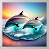 3D Delphine Ocean Sunset Tropical Beach Vibe Poster (Vorne)